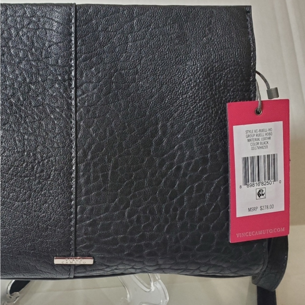 Vince Camuto black pebble leather lambskin crossbody / shoulder bag - Picture 17 of 17